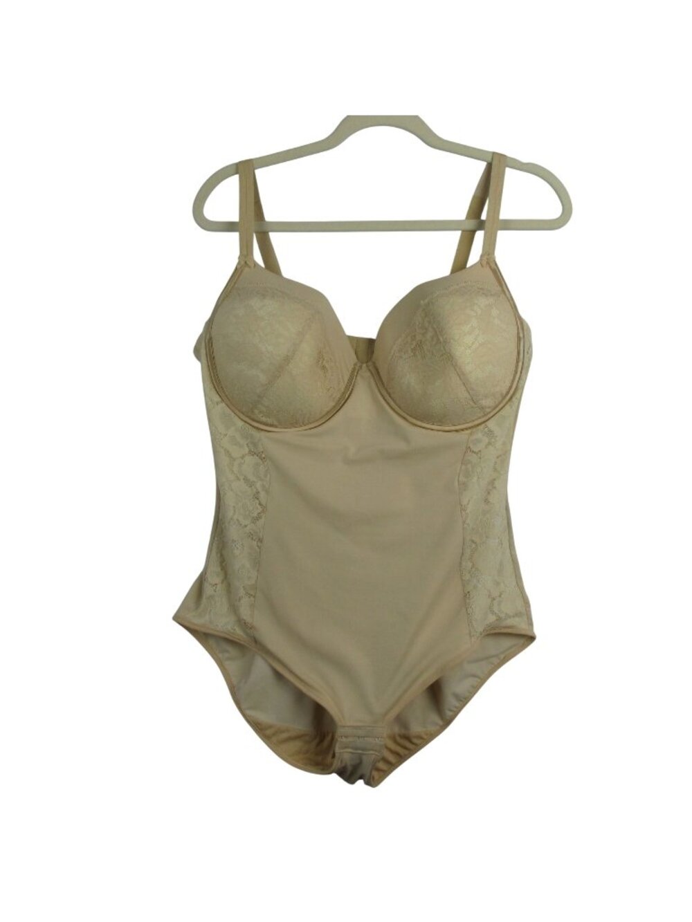 Maidenform Beige Lace Underwire Bodysuit Shapewear Adjustable Straps Womens 40D